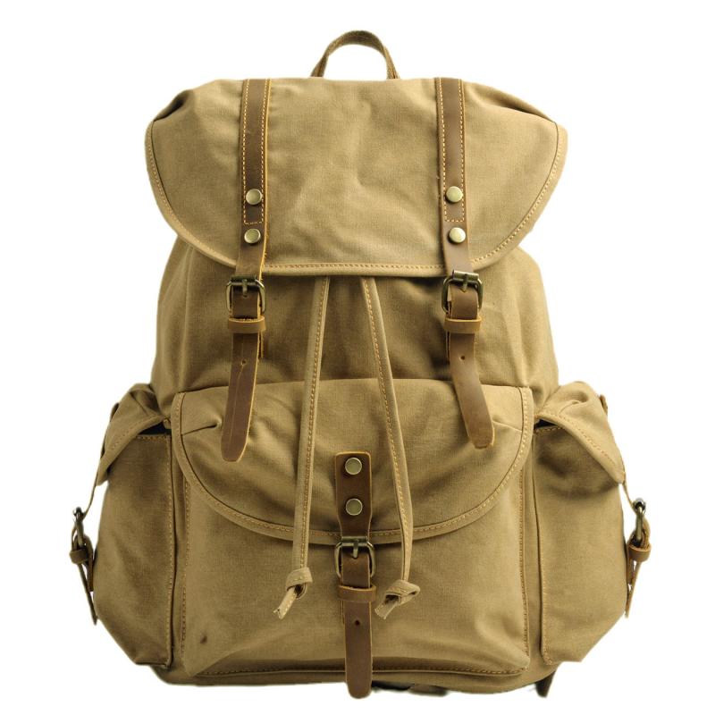 Men's Retro Outdoor Large Capacity Multi-Pocket Canvas Backpack 33759989Y