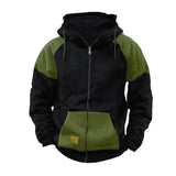 Men's Casual Colorblock Hooded Zipper Loose Sports Jacket 82930816M