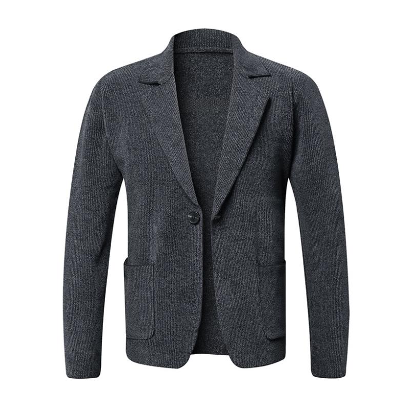 Men's Casual Notch Lapel Patch Pocket Slim Fit Knitted Blazer 63754577M