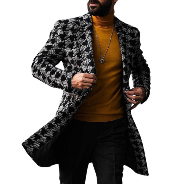 Men's Classic Mid-length Lapel Printed Coat 85125452F