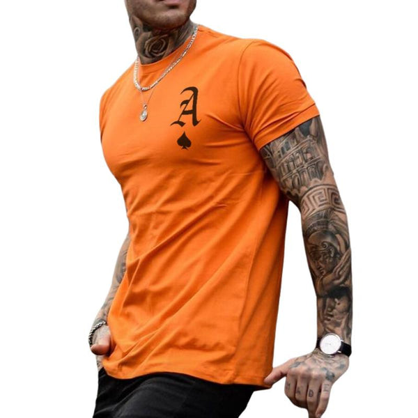 Men's Casual Solid Color Spade A Short Sleeve T-Shirt 32494574TO