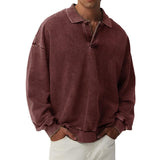 Men's Solid Color Loose Lapel Long Sleeve Casual Sweatshirt 09928635Z