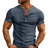 Men's Solid Button Pullover Henley T-Shirt 85650762X