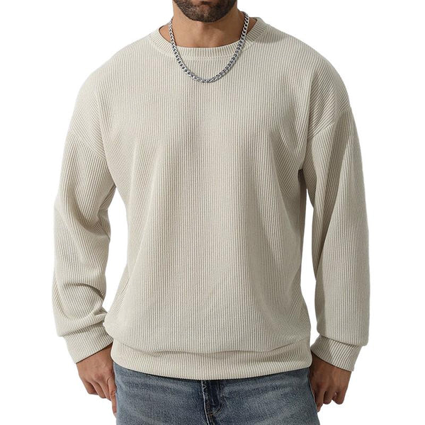 Men's Solid Color Round Neck Long Sleeve Sweater 09564681X