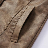 Men's Casual Lapel Leather Motorcycle Jacket 72693764X