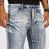 Men's Fashion Distressed Patchwork Skinny Bike Jeans 51944242Z