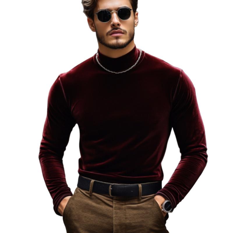 Men's Classic Casual Velvet Slim Fit Long Sleeve T-Shirt 83089575K