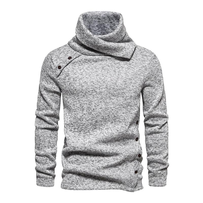 Men's Casual Pile Collar Knitted Sweatshirt 98555378F