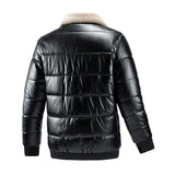 Men's Casual Lamb Wool Lapel Thickened Motorcycle Padded Bomber Jacket 39849420M