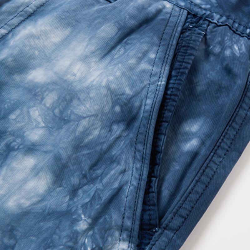 Men's Casual Outdoor Tie-dye Multi-pocket Loose Cargo Shorts (Belt Excluded) 88380040M