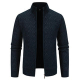 Men's Casual Jacquard Knit Stand Collar Cardigan 89756316Y