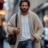 Men's Fashionable Loose Knitted Long Sleeve Casual Shawl Cardigan 68520262Z