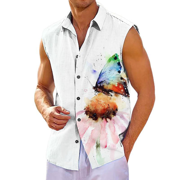 Men's Casual Button Hawaiian Versatile Shirt Lapel Tank Tops 82433421X