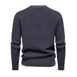 Men's Stylish Contrast Color Crew Neck Pullover Knitted Sweater 22544804M