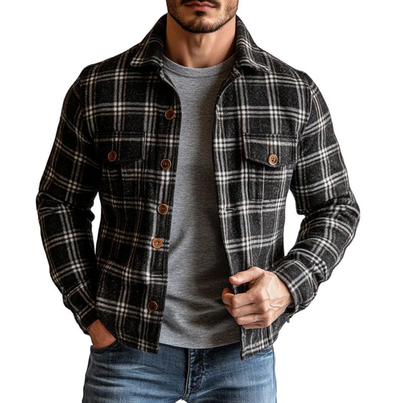 Men's Vintage Check Single Breasted Thin Jacket 10836065Y