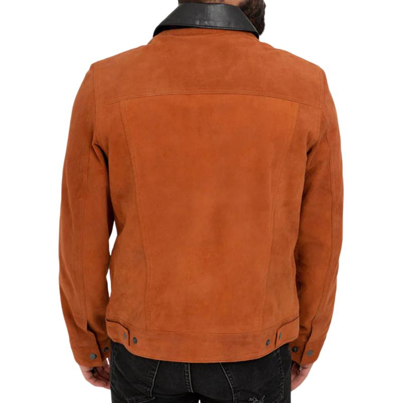 Men's Casual Suede Leather Lapel Single-breasted Slim-fit Jacket 64263645M