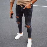 Men's Fashion Distressed Hole Slim Jeans 95799528Z