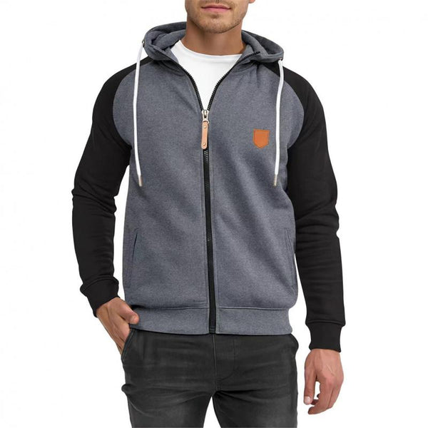 Men's Casual Colorblock Sports Raglan Sleeve Zipper Hoodie 18210956M