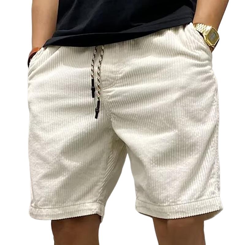 Einfarbige Cargo-Shorts aus Cord mit elastischer Taille für Herren 80689308Z