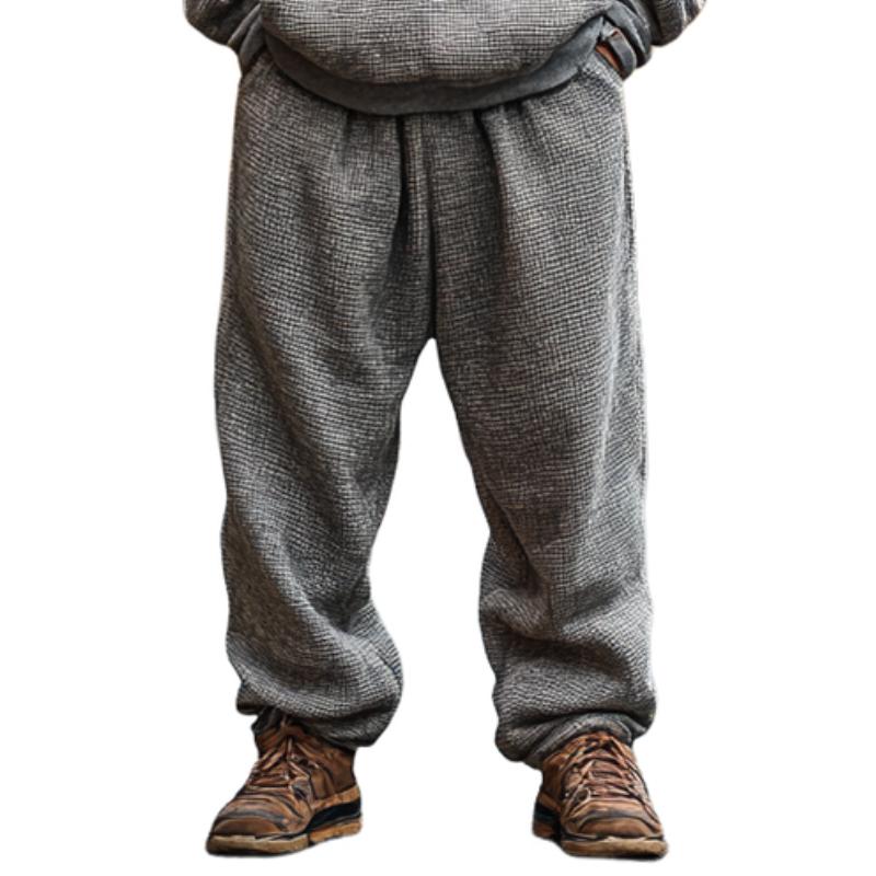 Men's Classic Casual Waffle Hooded Sweatshirt and Casual Pants Two-piece Set 70105652F