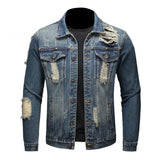 Men's Vintage Ripped Denim Jacket 47230882Y