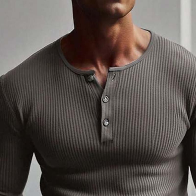 Men's Retro Classic Slim Fit Button Knit Long Sleeve Bottoming T-Shirt 79221941K