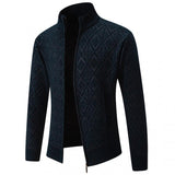 Men's Casual Jacquard Knit Stand Collar Cardigan 89756316Y