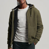 Men's Solid Color Fleece Hooded Zipper Sports Casual Jacket 92840924Z