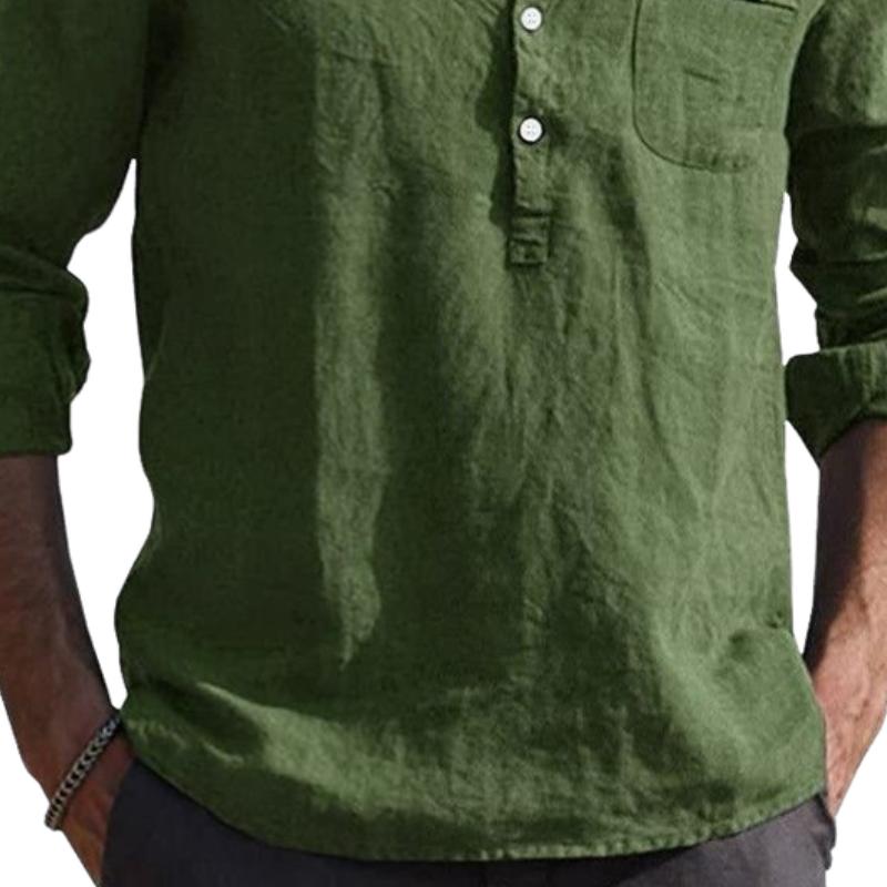 Men's Casual Solid Color Long Sleeve Henley Shirt 76711141F