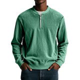 Men's Casual Solid Color Half Zip Loose Pullover Sweatshirt 90756886M