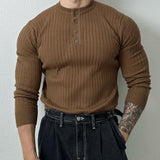 Men's Vintage Casual Solid Henley Sweater 17235787TO