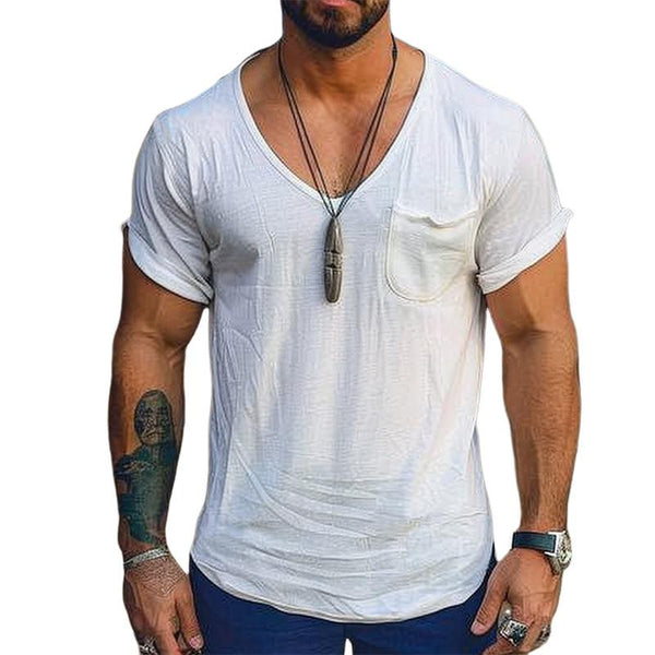 Men's Casual Simple Solid Color Pocket T-shirt 79552766TO