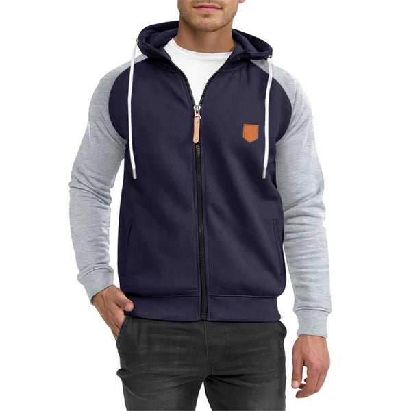 Men's Casual Colorblock Sports Raglan Sleeve Zipper Hoodie 18210956M