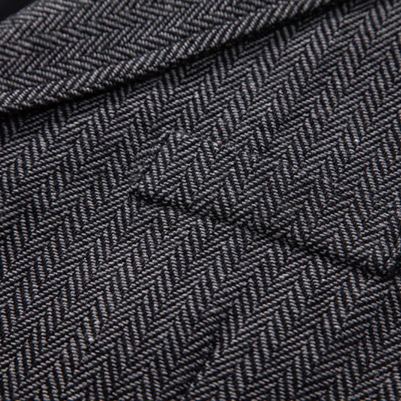 Men's Vintage Herringbone Lapel Chain Suit Vest 64542547Y