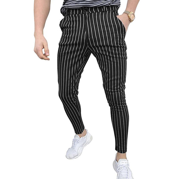Men's Striped Straight Slim Suit Trousers 68345522Z