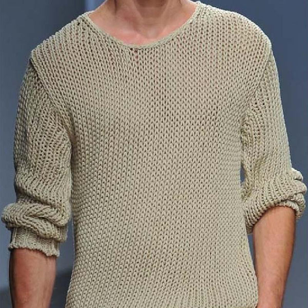 Men's Casual Slim Fit Round Neck Long Sleeve Knitted Sweater 83114927K