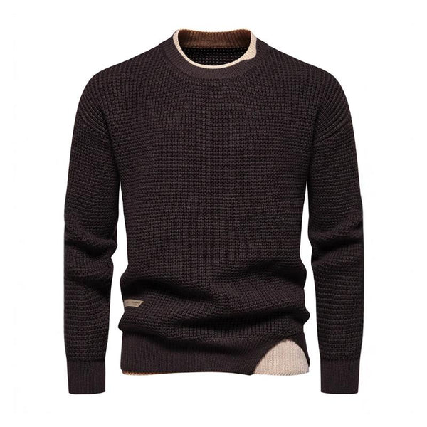 Men's Stylish Contrast Color Crew Neck Pullover Knitted Sweater 22544804M