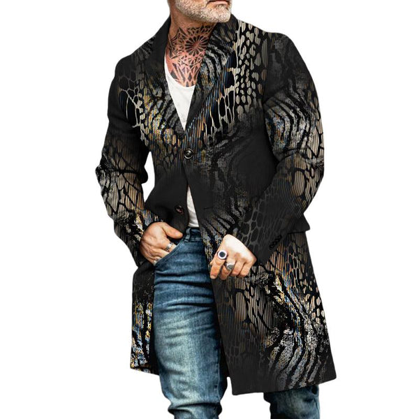 Men's Retro Casual Gradient Leopard Print Mid-Length Coat 30741398TO