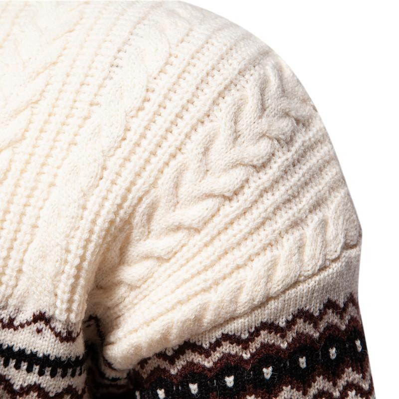 Men's Vintage Colorblock Jacquard Crew Neck Knitted Pullover Sweater 58865522M