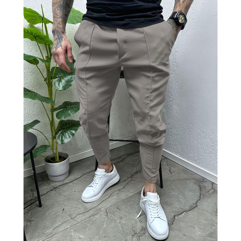 Pantalones casuales de color liso con cordón para hombre 16640430Y