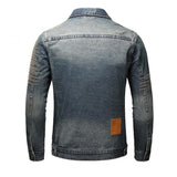 Men's Motorcycle Vintage Embroidered Denim Jacket 59243392Y