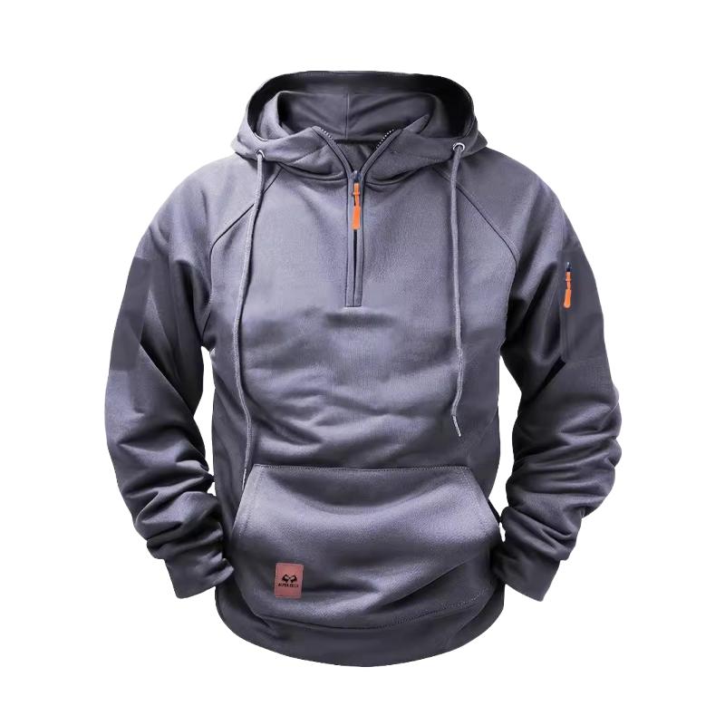 Men's Solid Zip-Up Hoodie Raglan Sleeve Sweatshirt 58047289Y