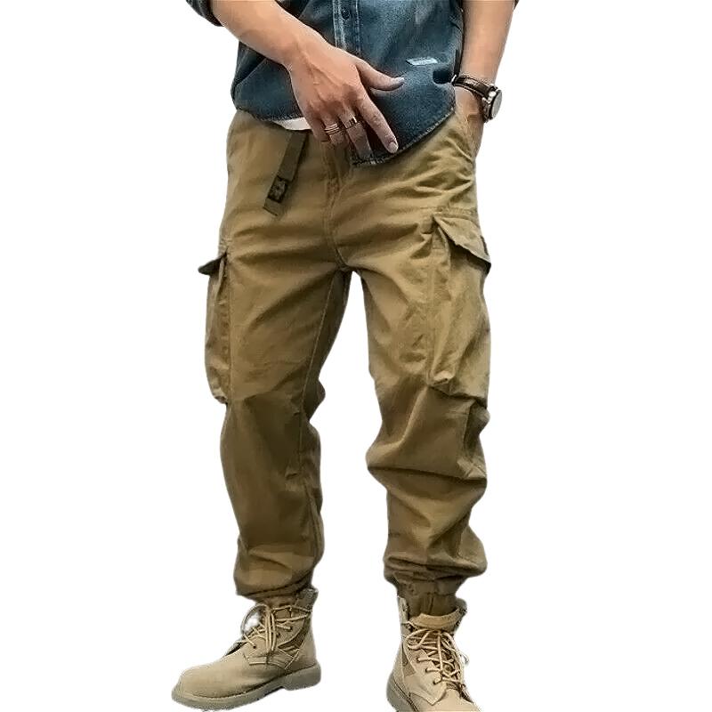 Men's Solid Color Loose Cotton Cargo Pants 41844598Z