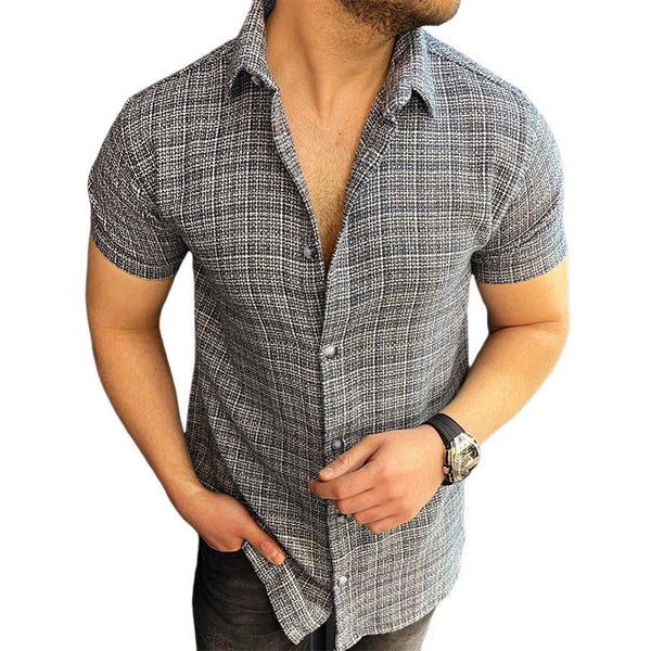 Men's Lapel Printed Short Sleeve Shirt 49425263X