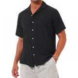 Men's Solid Loose Lapel Short Sleeve Casual Shirt 50960064Z