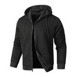 Men's Waffle Hooded Zipper Casual Jacket 17588594Z