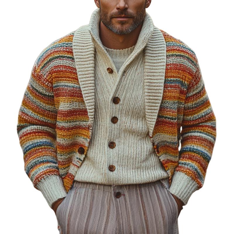 Men's Retro Casual Lapel Knit Cardigan 57258541F