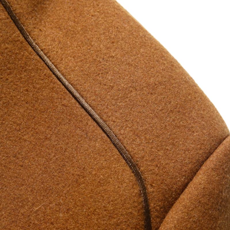 Men's Mid-length Scarf Collar Thickened Single-breasted Woolen Coat 00648414F