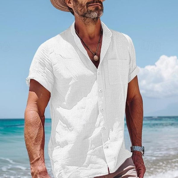 Men's Casual Solid Color Short Sleeve Pocket Shirt 49184693Y