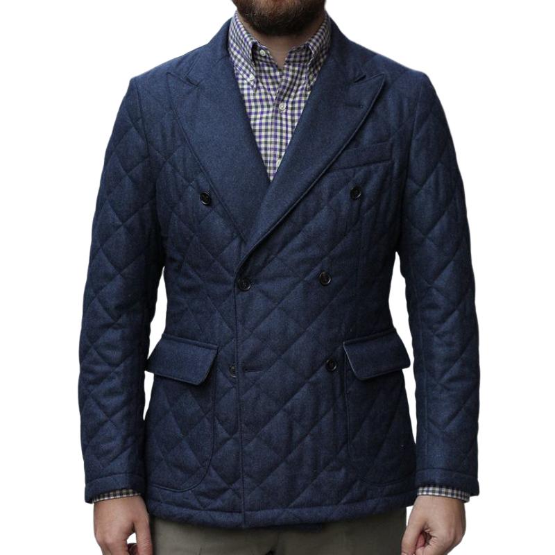 Men's Retro Casual Solid Color Quilted Diamond Pocket Suit Jacket 97911152TO